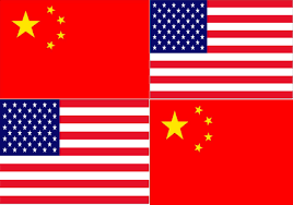 USA and China flags composite