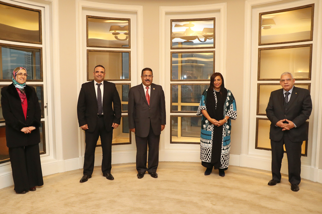 Bodour Al Qasimi with representatives of the Egyptian Publishers Association and the Arab Publishers Association