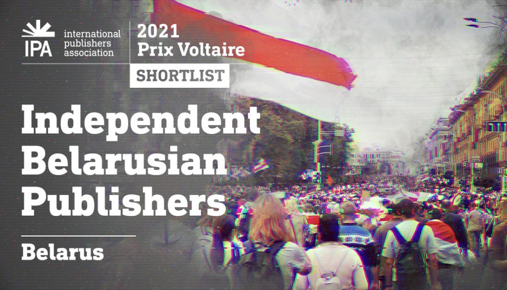 Flyer for 2021 IPA Prix Voltaire Shortlist with focus on Independent Belarusian publishers