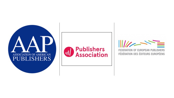 Composite of the logos of the Association of American Publishers, the Publishers Association (UK), and the Federation of European Publishers