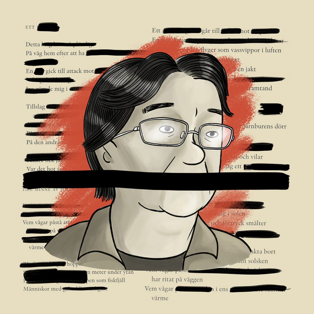 Illustration of Gui Minhai by Ellen Ekman