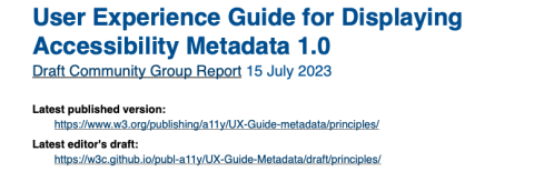 User Experience Guide for Displaying Accessibility Mertadata 1.0