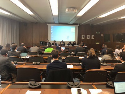 KEI side event featuring (left to right): Luis Villarroel (Innovate), Teresa Hackett (eiFL.net), Manon Ress (KEI), Anubh Sinha (Centre for Internet and Society), Teresa Nobre (Creative Commons), James Love (KEI)