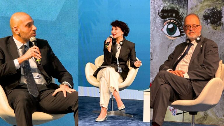 IPA at Abu Dhabi Book Fair, From left to right: Ahmed Rashad, Gvantsa Jobava, José Borghino