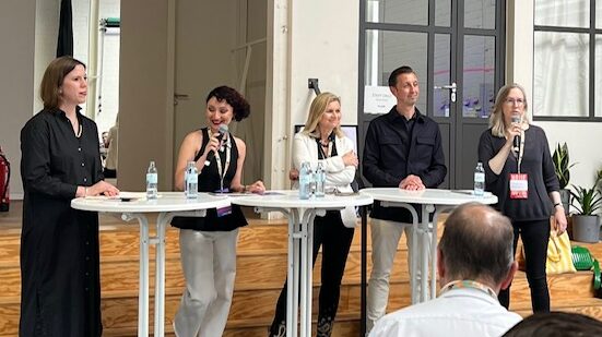 German Publishers and Booksellers Association 200 Anniversary Panel with (left to right) Kristina Kramer, Gvantsa Jobava, Sonia Draga, Fabian Paagman and Jessica Saenger