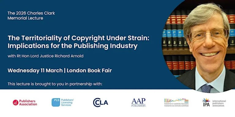 Graphic promoting the 2026 Charles Clark Memorial Lecture at London Book Fair